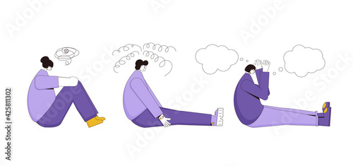 Mental disorder. Vector person with bad mood.