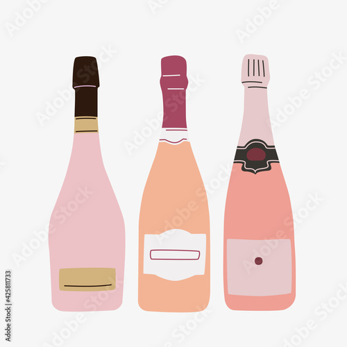 Rose Wine Bottles Silhouettes