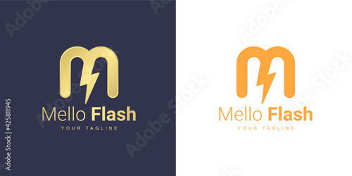 M letter logo with the concept of electricity or power