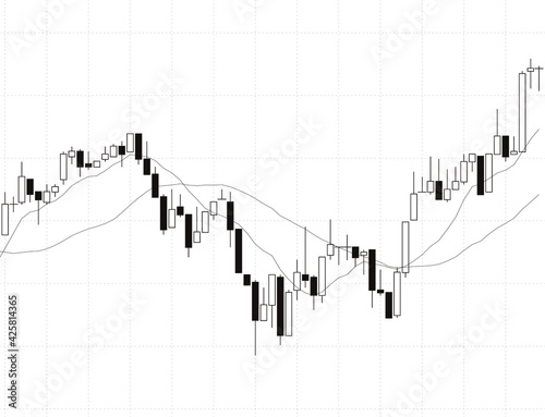 チャートのベクターイラストローソク足と移動平均線モノトーン