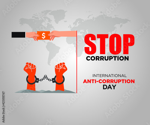 International Anti-Corruption Day, 9 December. poster And Social Media post anti corruption. Vector illustration.
