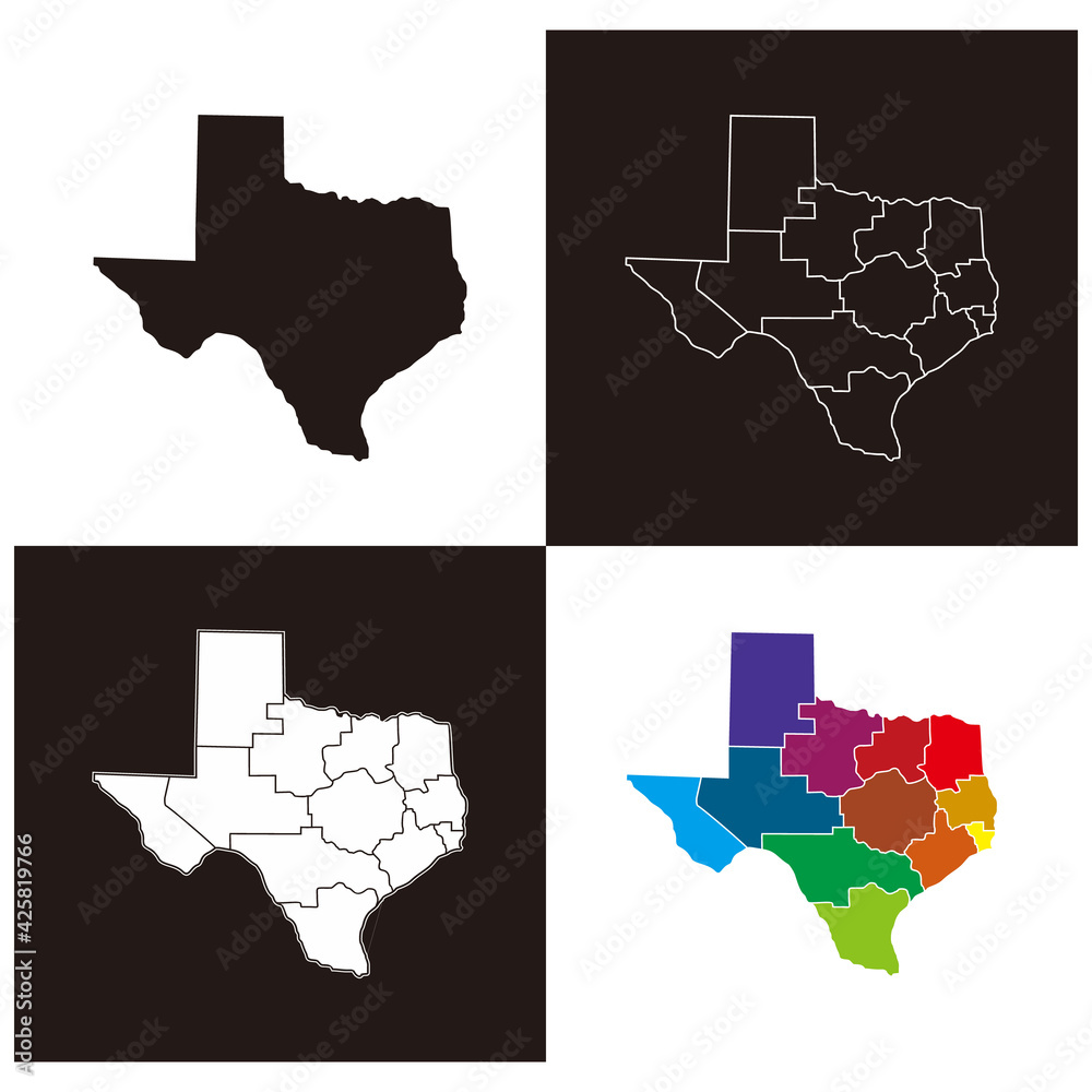 set texas counties map, design isolated, vector template Stock Vector
