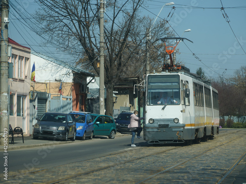 Trams in Bucharest, Romania. Photo during the day.