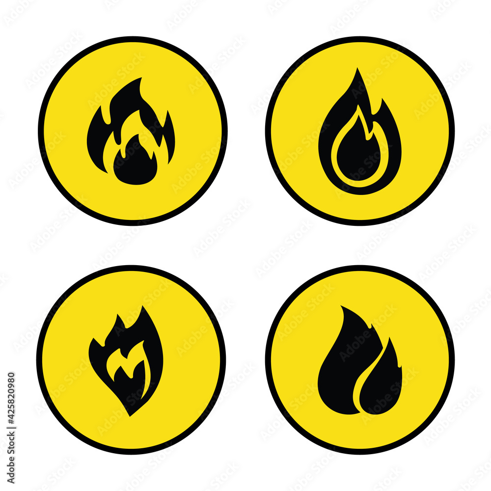 Warning Fire Icon, Danger Highly Flammable Sign, Flame Symbol Warning Fire Icon, Danger Highly Flammable Sign, Flame Symbol