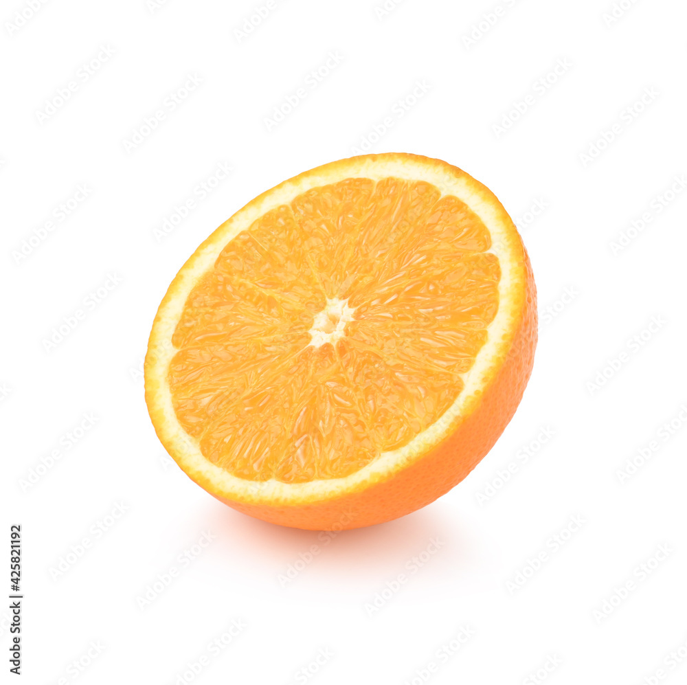 Slices of ripe orange fruits isolated on white background Slices of ripe orange fruits isolated on white background