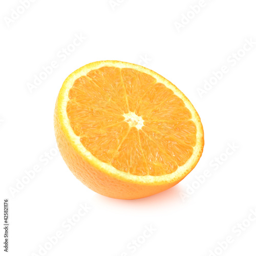 Slices of ripe orange fruits isolated on white background