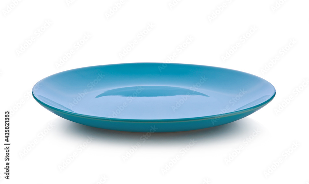 Blue ceramic plate isolated on white background. Blue ceramic plate isolated on white background.