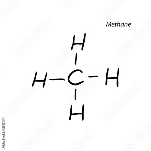 Methane Molecule Formula Hand Drawn Imitation Icon