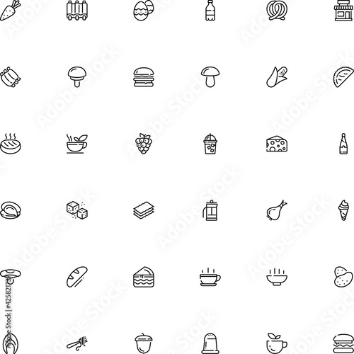icon vector icon set such as: texture, foodstuff, grass, refined, store, christmas, spring, shaker, monochrome, leg, cute, maize, loaf, marine, boutique, waffle, empanada, lactarius, vegan, style