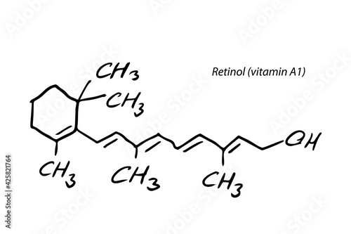 Vitamin A Molecule Formula Hand Drawn Imitation