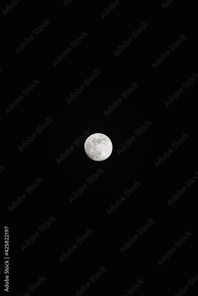 Brightly shining moon in a cloudless night sky Brightly shining moon in a cloudless night sky