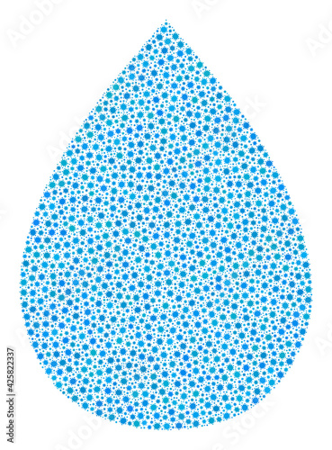Vector water drop covid-2019 mosaic icon designed for doctor projects. Water drop mosaic is constructed from tiny covid pathogen icons.