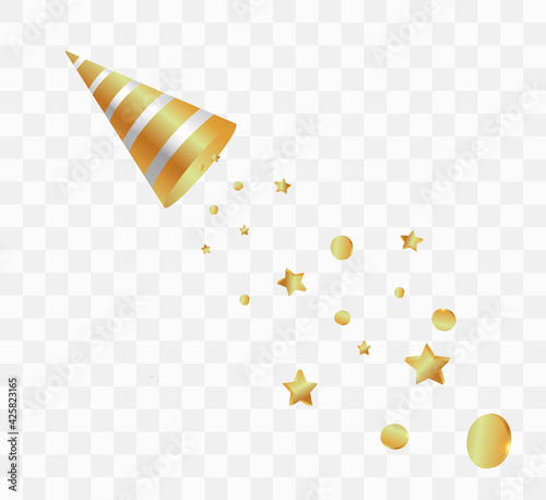 Vector confetti. Festive illustration. Party popper isolated on transparent background.