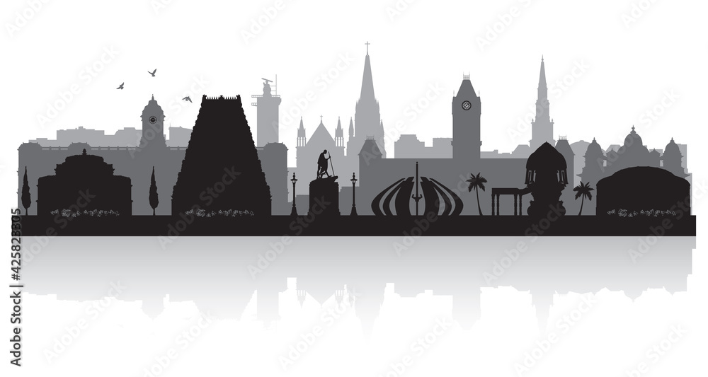 Fototapeta premium Chennai India city skyline silhouette