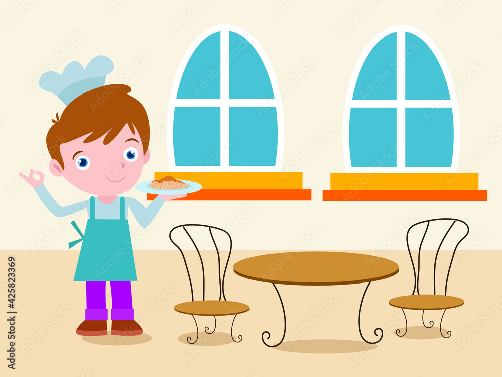 Boy preparing food vector concept for banner, website, illustration, landing page, flyer, etc.