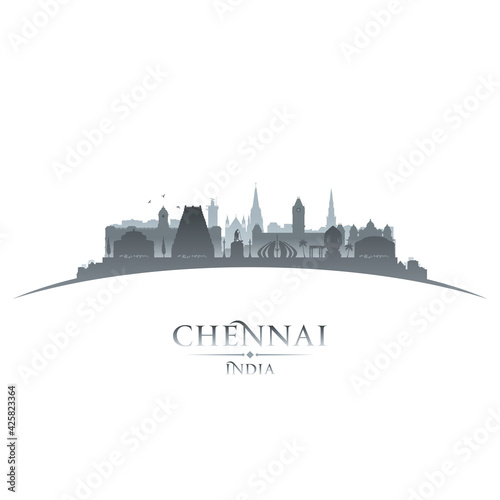 Chennai India city silhouette white background photo