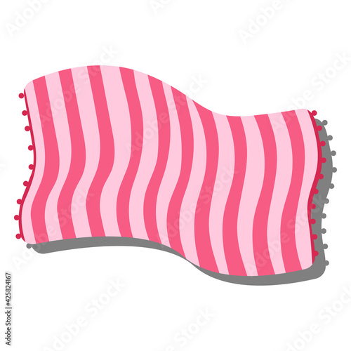 Cartoon beach towel litter on a white background. Illustration of a lying blanket. Drawing for children