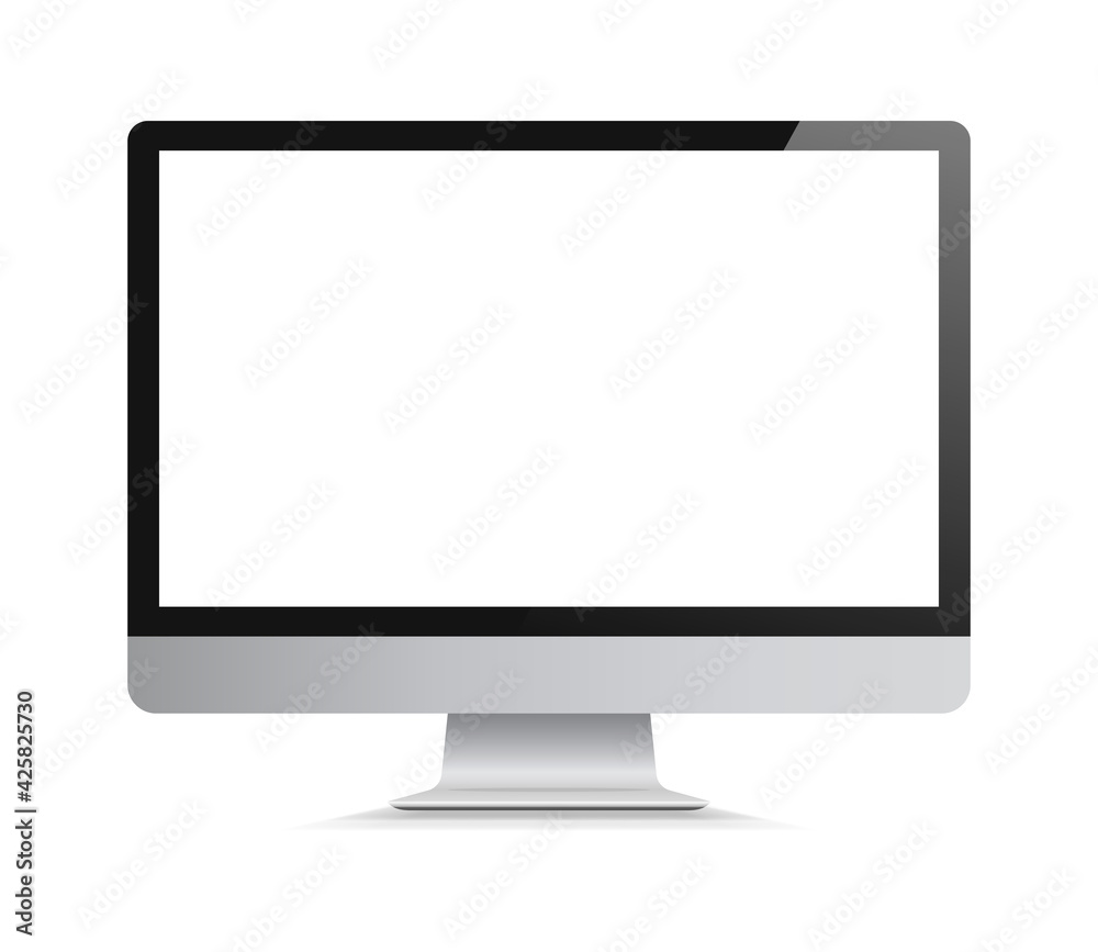 Isolated modern monitor on white background. Realistic mockup for your design. Vector illustration. Isolated modern monitor on white background. Realistic mockup for your design. Vector illustration.