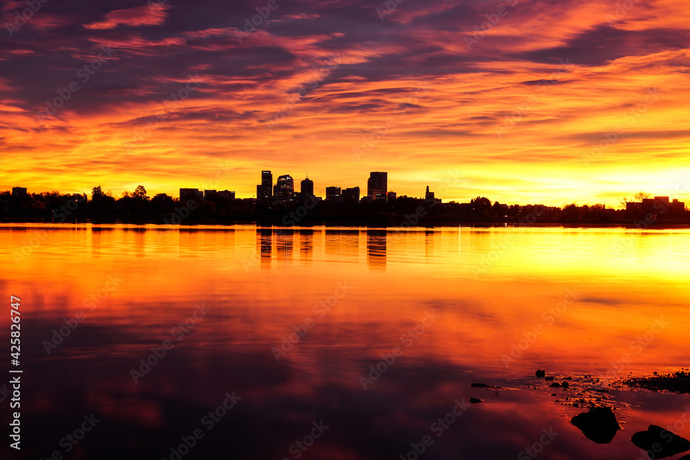 Denver silhouette - Sunrise at Sloan's Lake
