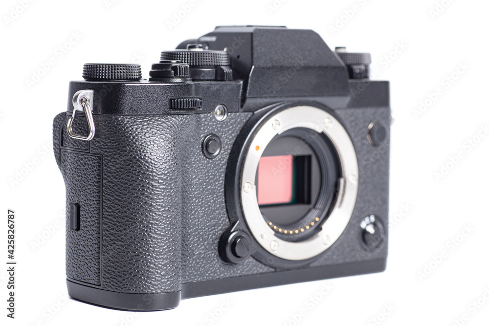 Mirrorless digital camera isolated on white background Mirrorless digital camera isolated on white background