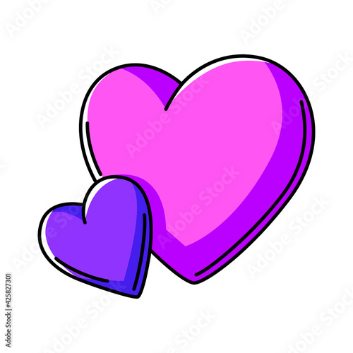 Illustration of hearts. Colorful cute cartoon icon.