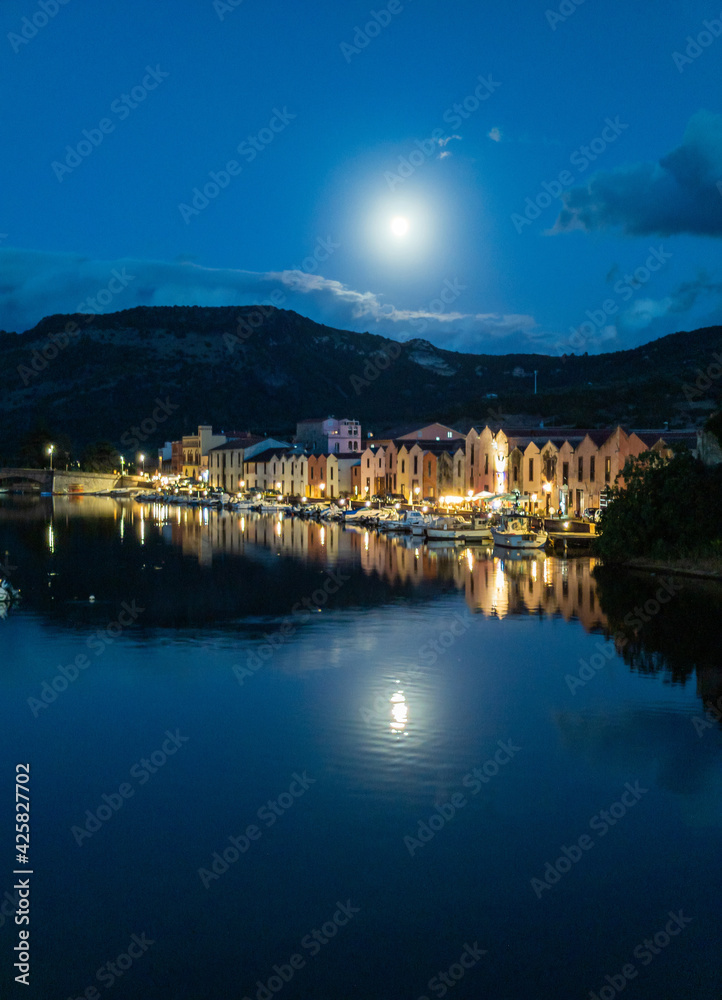 Bosa (Sardinia, Italy) - A view of the touristic and charming colorful old town in the marine coast of Oristano, one of the most beautiful on the island of Sardegna.