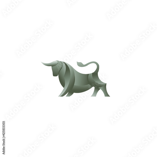 Bull logo vector illustration design in gradient colour © aliafandi