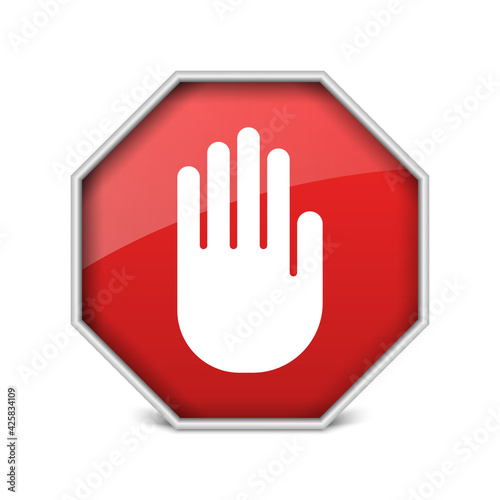 No entry hand sign on white background, vector illustration
