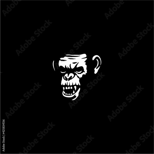 angry monkey ape head character illustration logo icon vector