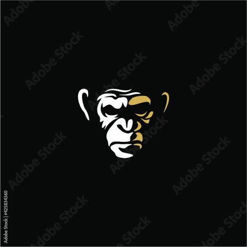angry monkey ape head character illustration logo icon vector