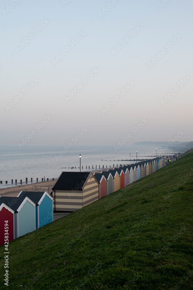 Obraz premium Beach huts on the beach at Gorleston in Norfolk, UK