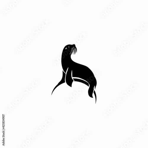 Silhouette of a sea lion. Vector icon logo isolated on white background
