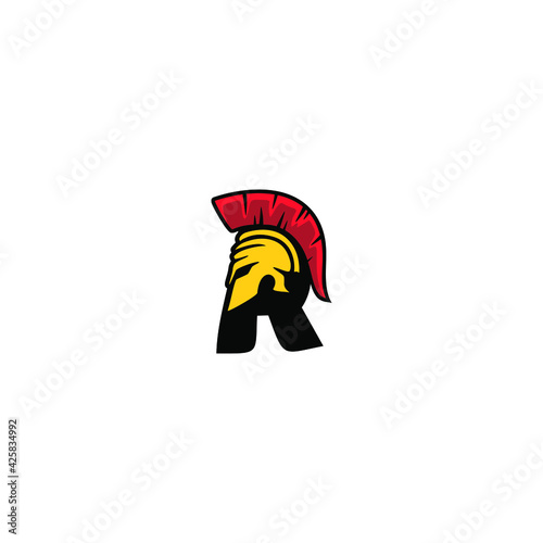r letter and spartan Logo Template Vector icon illustration design
