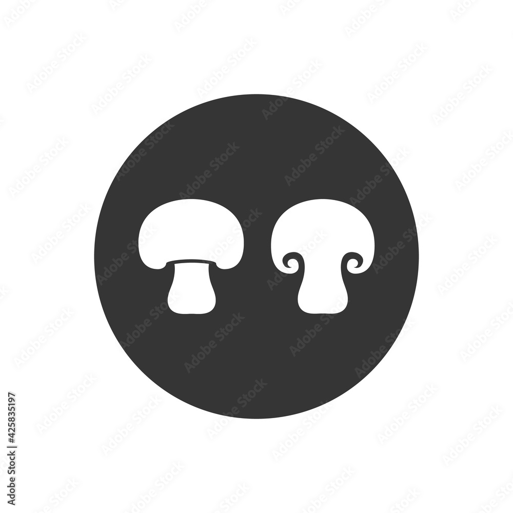 Mushroom vector white icon. Champignon simple silhouette Mushroom vector white icon. Champignon simple silhouette
