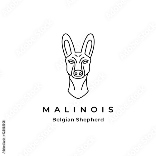 Belgian malinois dog Line art Logo Design