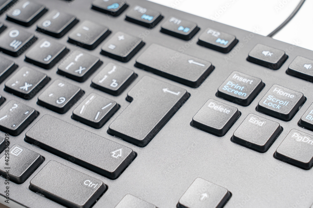 modern black keyboard close-up, macro photo, macro photo modern black keyboard close-up, macro photo, macro photo