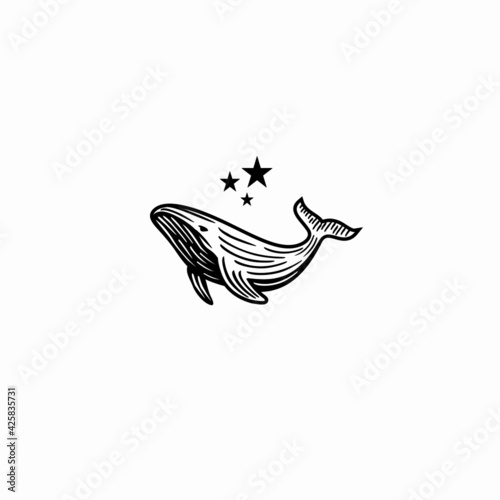 Minimalist unique Whale Killer logo design, perfect for entertainment, 
investments and many creative business company.