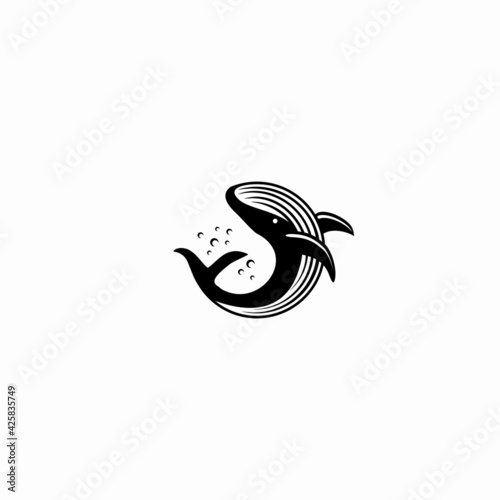 Minimalist unique Whale Killer logo design, perfect for entertainment, 
investments and many creative business company.