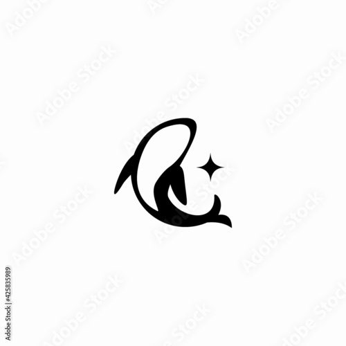 Minimalist unique Whale Killer logo design, perfect for entertainment, investments and many creative business company.