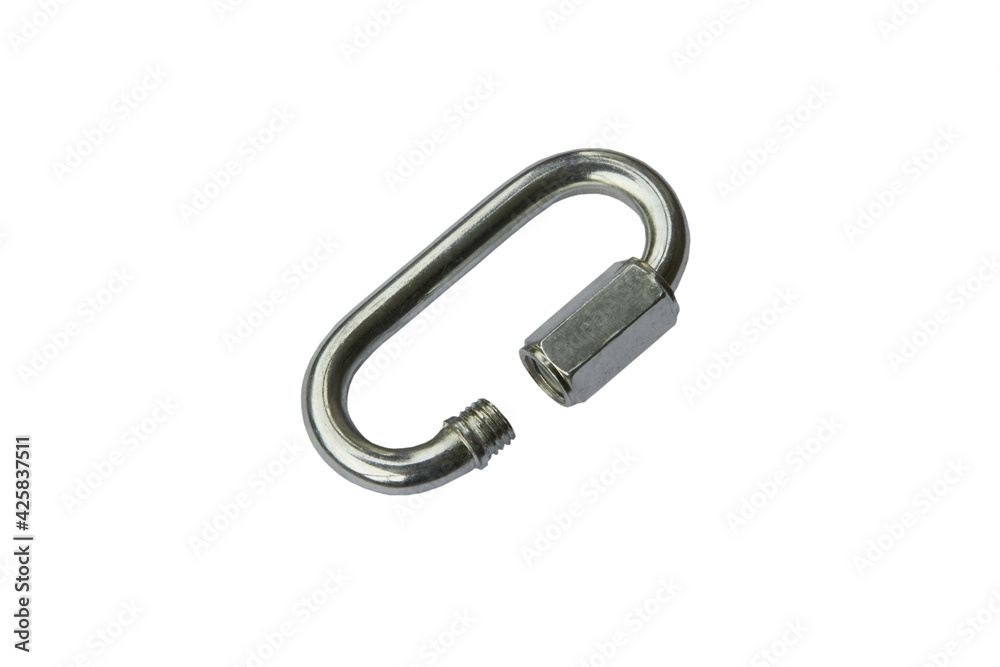 screw carbine isolated,metal carabiner on a screw isolated on a white background screw carbine isolated,metal carabiner on a screw isolated on a white background