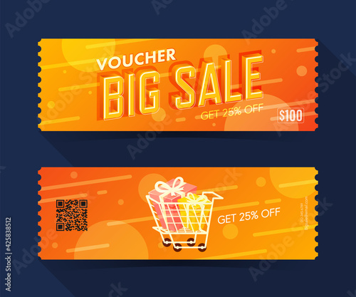 Voucher big sale coupon ticket card. discount element template for graphics design. Vector illustration