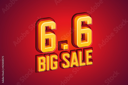 6.6 Big sale font expression pop art comic speech bubble. Vector illustration