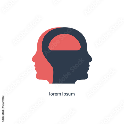 Empathy symbol. Two profiles with link between them