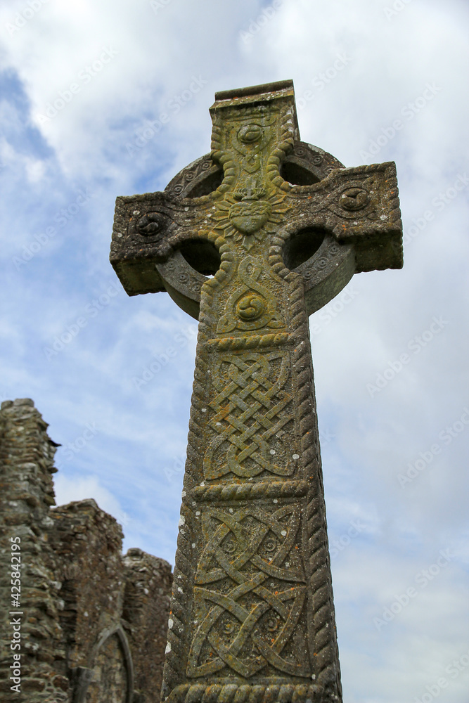 celtic cross on a cemetery