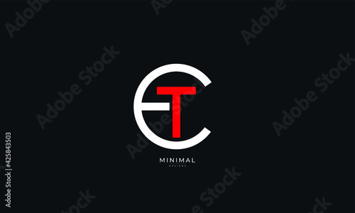 Alphabet letter icon logo ET or TE