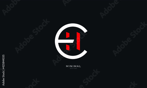 Alphabet letter icon logo EH or HE