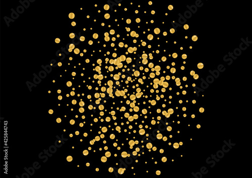 Yellow Shimmer Dot Illustration. Space Confetti Particles. Gradient Glitter Round Design. Shiny Foil Texture. Gold Shine Background.