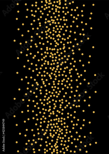 Golden Isolated Foil Texture. Metallic Dot Illustration. Gold Circle Vector Design. Grainy Confetti Frame. Yellow Blink Pattern.