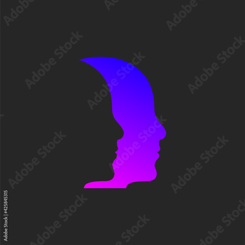 Psychology logo. Two male profile