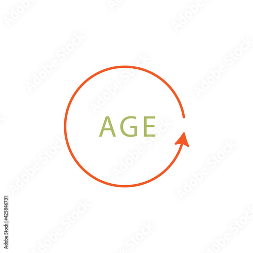 Circular line with word age outline icon. Signs and symbols can be used for web, logo, mobile app, UI, UX